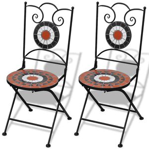 vidaXL Chaises pliantes, lot de 2, en c&eacute;ramique terracotta et blanche