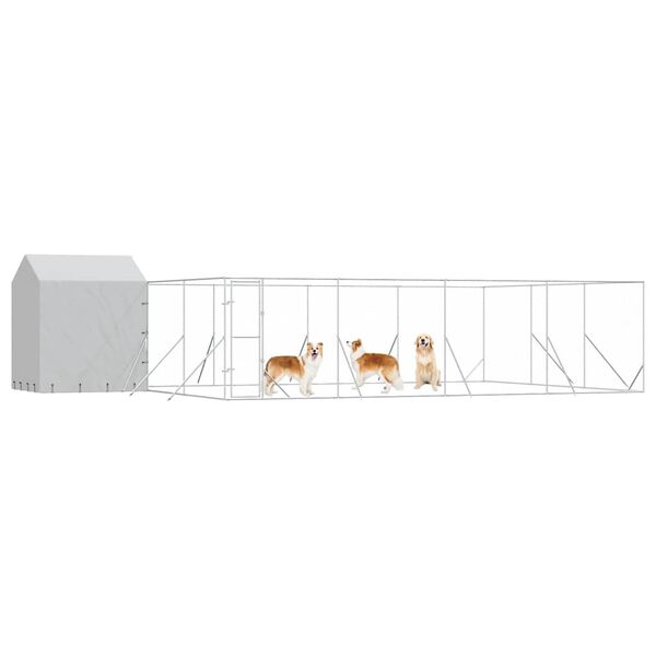 vidaXL Chenil d'ext&eacute;rieur pour chiens avec toit argent&eacute; 10x6x2,5 m