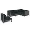 vidaXL Salon de jardin 5 pcs avec coussins R&eacute;sine tress&eacute;e Gris fonc&eacute;