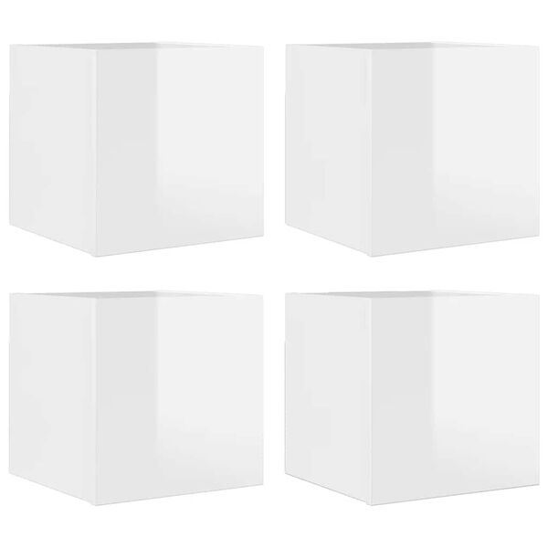 vidaXL Meubles TV muraux 4 pcs Blanc brillant 30,5x30x30 cm