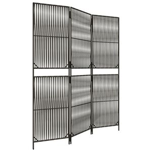 vidaXL Cloison de s&eacute;paration 3 panneaux gris r&eacute;sine tress&eacute;e
