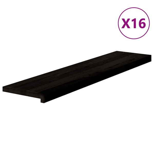 vidaXL Marches d'escalier 16 pcs marron fonc&eacute; 110x30x2 cm ch&ecirc;ne massif