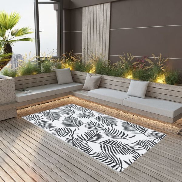 vidaXL Tapis d'ext&eacute;rieur ARAKIL Blanc et noir 80x150 cm PP