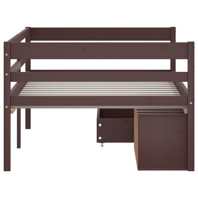 vidaXL Cadre de lit avec tiroirs et armoire Marron foncé Pin 90x200 cm