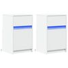 vidaXL Armoires de chevet et lumières LED 2pcs blanc bois d'ingénierie