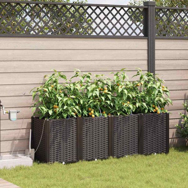 vidaXL Cache-pot de jardin 4 pcs Marron Plastique