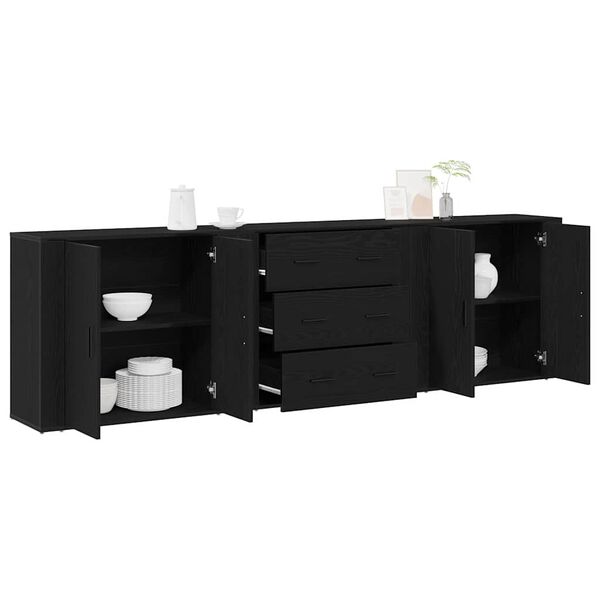 vidaXL Buffet Ch&ecirc;ne noir 240 x 33 x 70 cm Bois d'ing&eacute;nierie