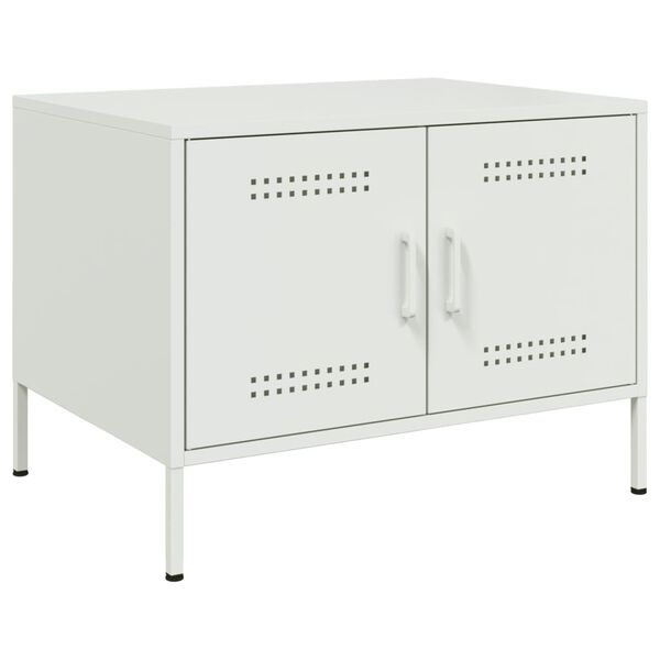 vidaXL Table basse blanc 68x50x50,5 cm acier