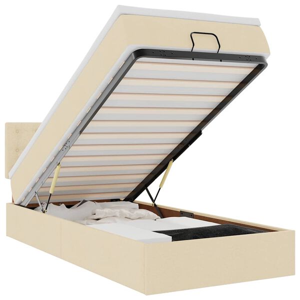 vidaXL Cadre de lit ottoman avec matelas cr&egrave;me 90x190 cm tissu