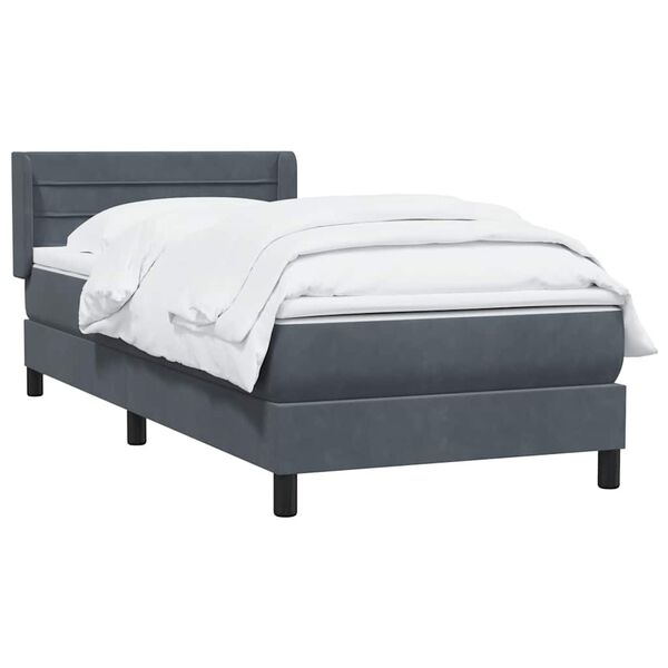 vidaXL Sommier &agrave; lattes de lit et matelas gris fonc&eacute; 80x220 cm velours
