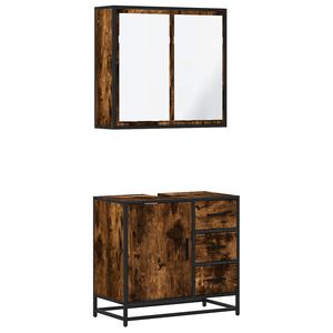 vidaXL Ensemble de meubles de salle de bain 2 pcs Ch&ecirc;ne fum&eacute;