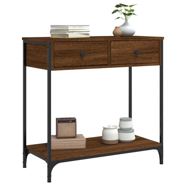 vidaXL Table console ch&ecirc;ne marron 75x34,5x75 cm bois d'ing&eacute;nierie