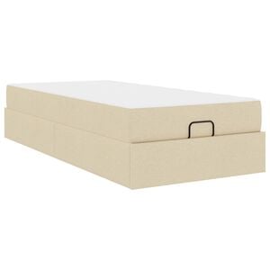 vidaXL Cadre de lit avec matelas avec matelas 2 pcs Cr&egrave;me tissu