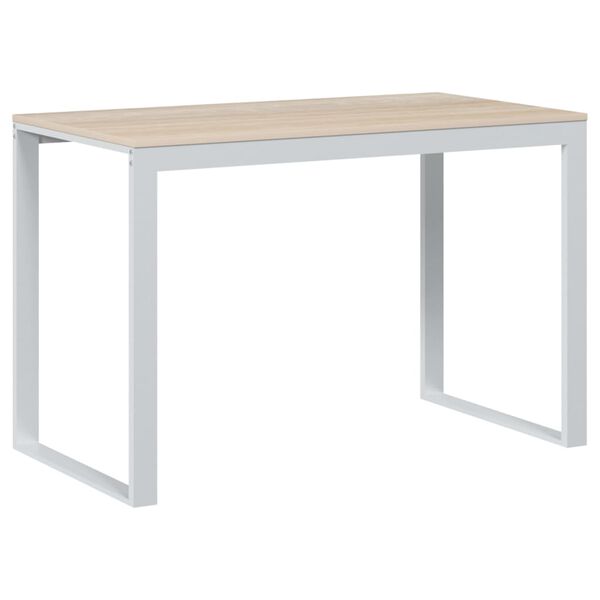 vidaXL Bureau d'ordinateur Blanc et chêne 110x60x73 cm Aggloméré