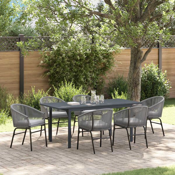 vidaXL Ensemble de salle à manger pour jardin 7 pcs Gris polyrotin