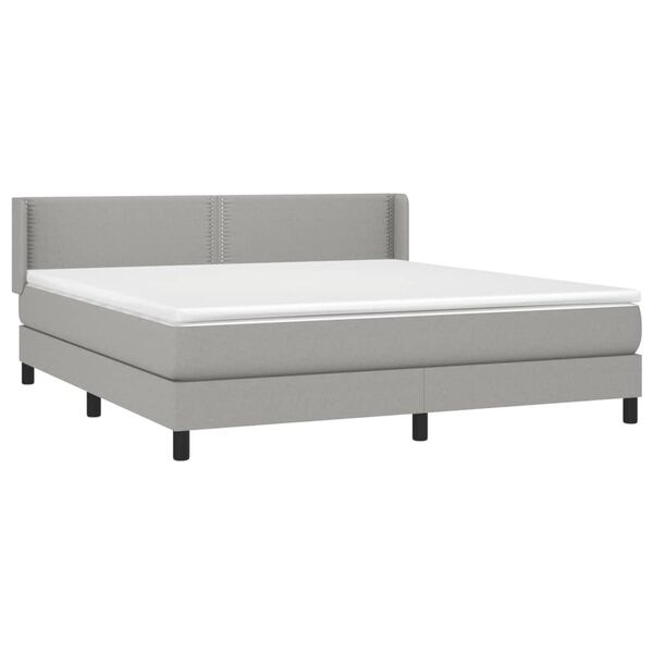 vidaXL Sommier &agrave; lattes de lit avec matelas Gris clair 180x200cm Tissu