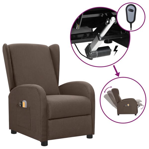 vidaXL Fauteuil &eacute;lectrique de massage Taupe Tissu
