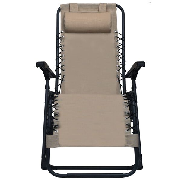 vidaXL Chaise pliable de terrasse Taupe Textil&egrave;ne
