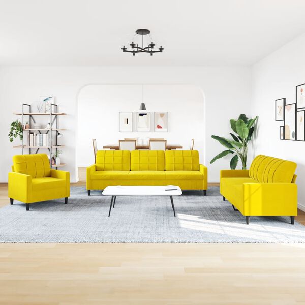 vidaXL Ensemble de canap&eacute;s 4 pcs avec coussins Jaune Velours