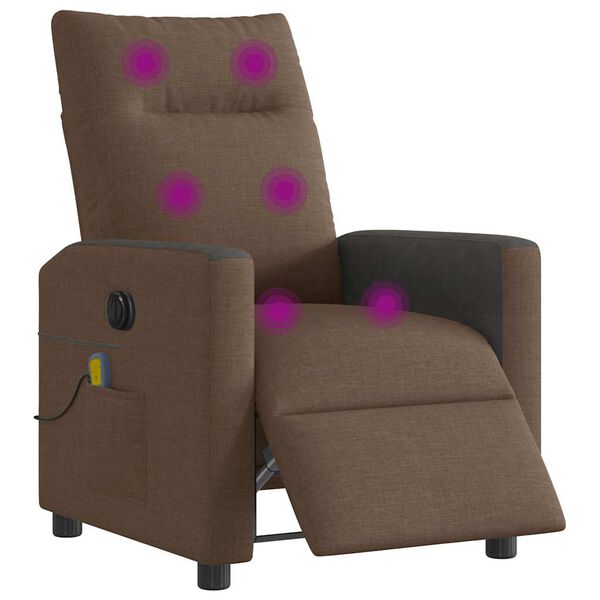 vidaXL Fauteuil inclinable de massage &eacute;lectrique marron tissu