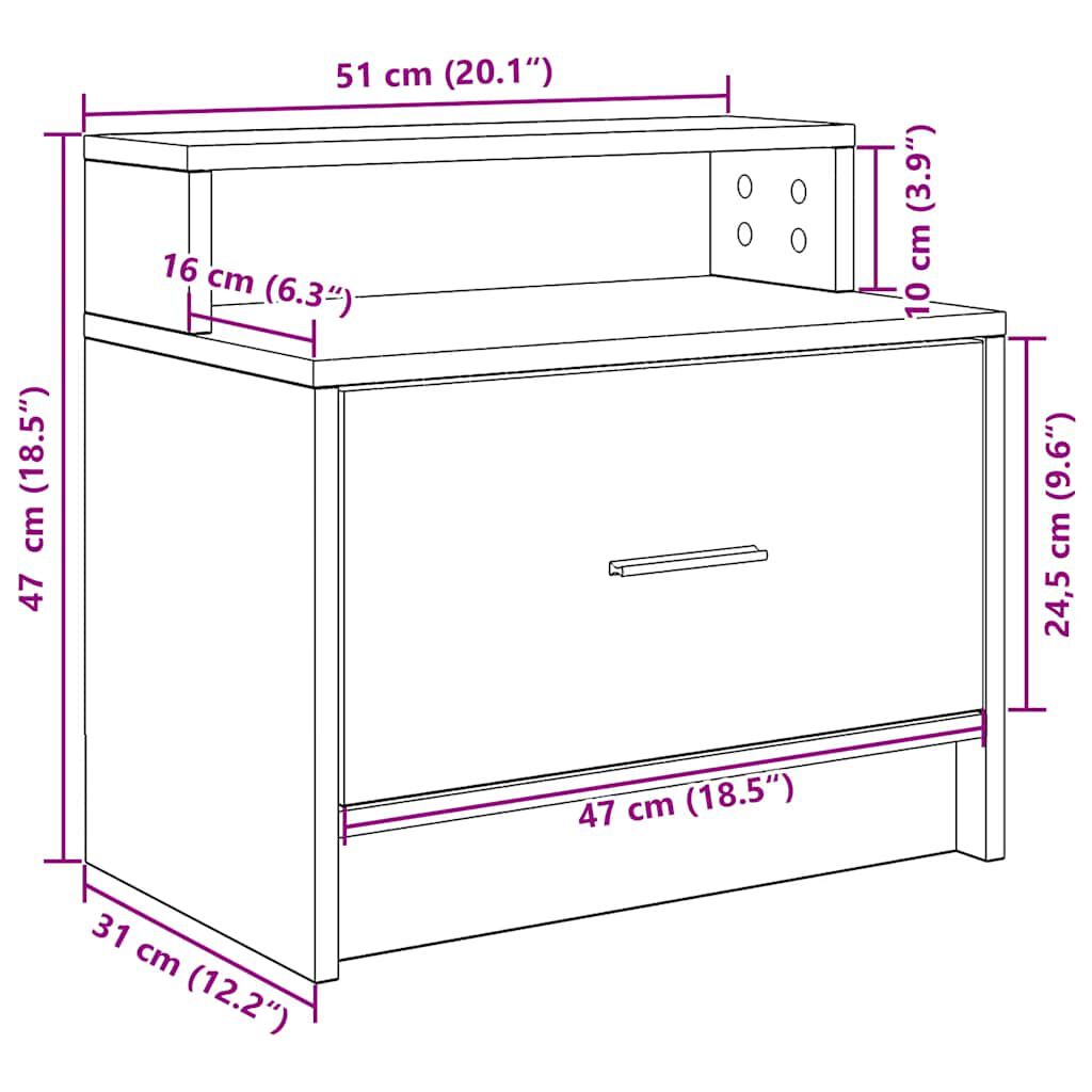 vidaXL Tables de chevet avec tiroir 2 pcs chêne sonoma 51x31x47 cm