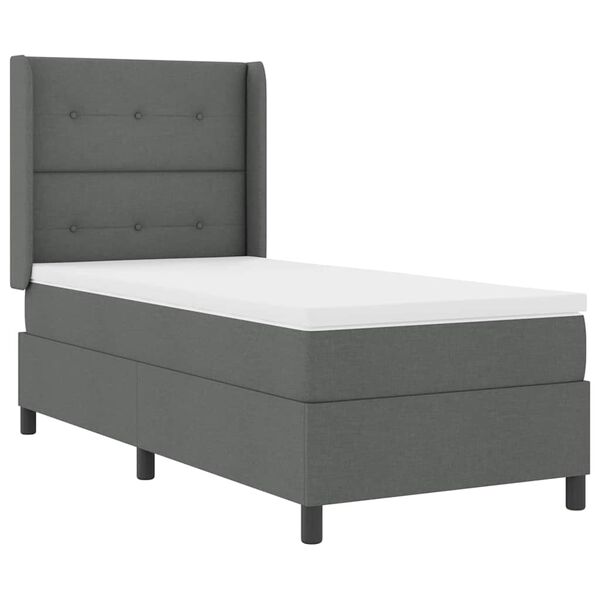 vidaXL Lit &agrave; ressorts avec matelas Gris fonc&eacute; 190 x 90 cm tissu