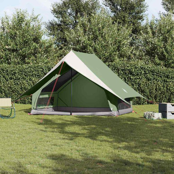vidaXL Tente familiale avec toit Vert et blanc 315 x 286 x 200 cm