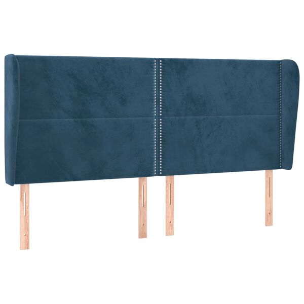 vidaXL T&ecirc;te de lit avec oreilles Bleu fonc&eacute; 183x23x118/128 cm Velours