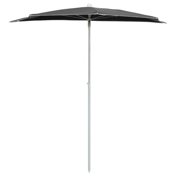 vidaXL Demi-parasol de jardin avec m&acirc;t 180x90 cm anthracite
