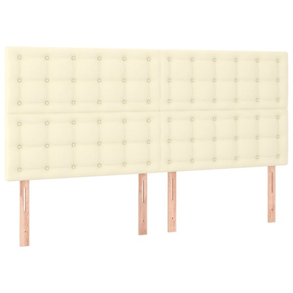 vidaXL T&ecirc;te de lit Cr&egrave;me 200x5x118/128 cm Similicuir