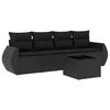 vidaXL Salon de jardin 5 pcs avec coussins noir r&eacute;sine tress&eacute;e