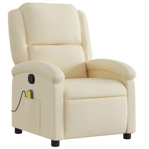 vidaXL Fauteuil de massage inclinable Cr&egrave;me Tissu