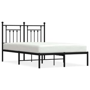 vidaXL Cadre de lit m&eacute;tal sans matelas avec t&ecirc;te de lit noir 135x190cm