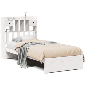 vidaXL Lit biblioth&egrave;que sans matelas blanc 90x190cm bois de pin massif