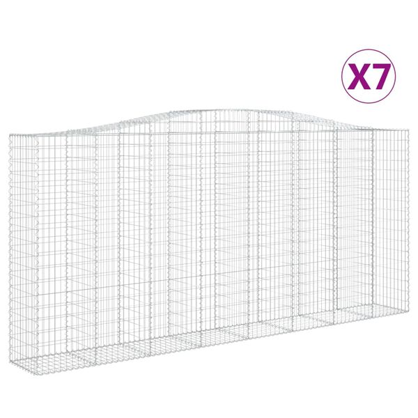 vidaXL Paniers &agrave; gabions arqu&eacute;s 7 pcs 400x50x180/200 cm Fer galvanis&eacute;