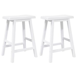 vidaXL Tabourets de bar (lot de 2) en bois massif blanc et caoutchouc