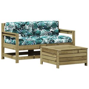 vidaXL Salon de jardin 3 pcs avec coussins bois de pin impr&eacute;gn&eacute;