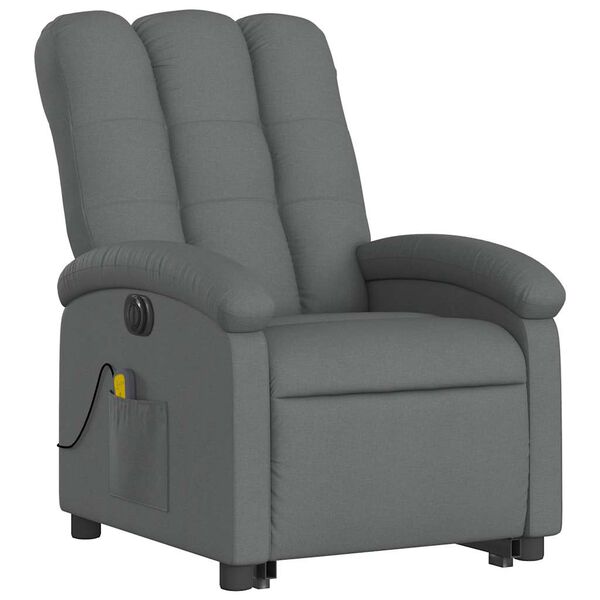 vidaXL Fauteuil inclinable de massage &eacute;lectrique Gris fonc&eacute; Tissu