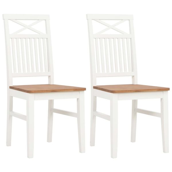 vidaXL Chaises &agrave; manger lot de 2 blanc bois de ch&ecirc;ne solide
