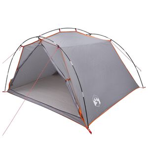 vidaXL Tente tunnel Gris et orange 4 personnes