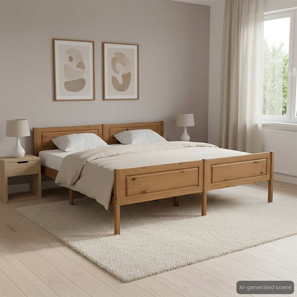 vidaXL Cadre de lit sans matelas pin massif marron miel 180x200 cm