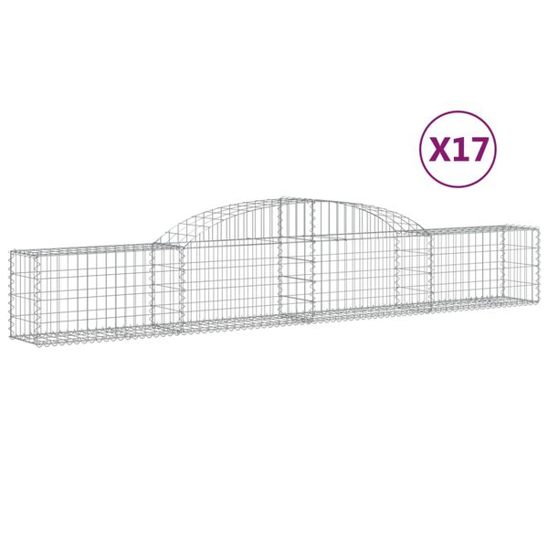 vidaXL Paniers &agrave; gabions arqu&eacute;s 17 pcs 300x30x40/60 cm fer galvanis&eacute;