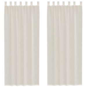 vidaXL Rideaux en voile avec passants 2 pcs cr&egrave;me