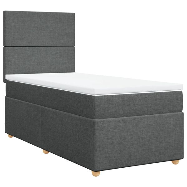 vidaXL Sommier &agrave; lattes de lit et matelas Gris fonc&eacute; 90x190 cm Tissu
