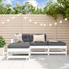 vidaXL Salon de jardin 4 pcs avec coussins blanc bois massif
