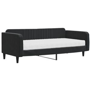 vidaXL Lit de jour avec matelas noir 100x200 cm velours