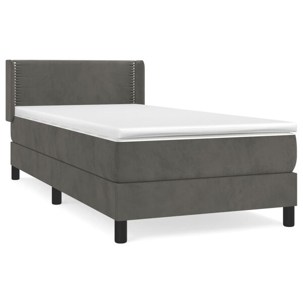 vidaXL Sommier &agrave; lattes de lit avec matelas Gris fonc&eacute; 100x200 cm