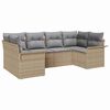 vidaXL Ensemble de canap&eacute; de jardin 6 pc Beige polyrotin