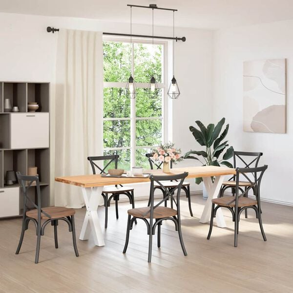 vidaXL Pieds de table &agrave; manger en forme de X, 2 pi&egrave;ces, blanc, 50 x (72-73) cm, acier