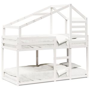 vidaXL Lit superpos&eacute; sans matelas blanc 90x200 cm bois de pin massif